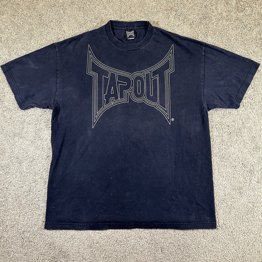 Vintage Y2K Tapout We F@CK Black T-shirt Faded Rare 2 Sided MMA Grunge Cyber